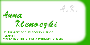 anna klenoczki business card